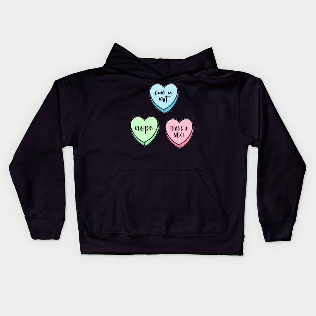 Valentine’s Day Candy Conversation Hearts Sassy Kids Hoodie by Asilynn